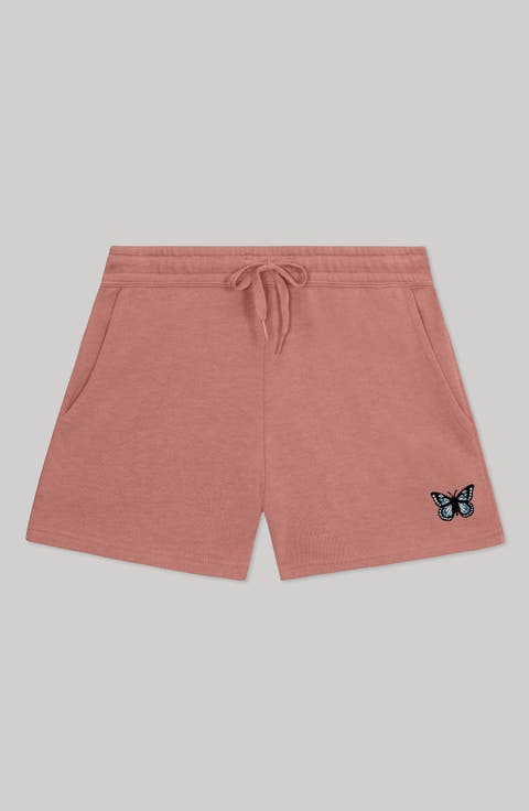 Womens Butterfly Midweight Washed Fleece Shorts