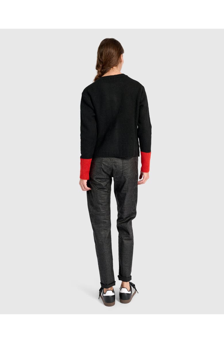 Alembika Blackbird Cardigan, Alternate, color, Black/Vermillion