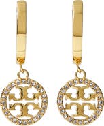 Tory Burch Icon Pavé Clip-On Hoop Earrings