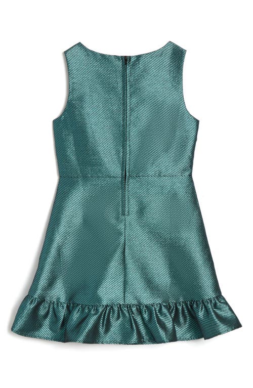 Shop Pippa & Julie Kids' Metallic Stripe Brocade Party Dress In Teal