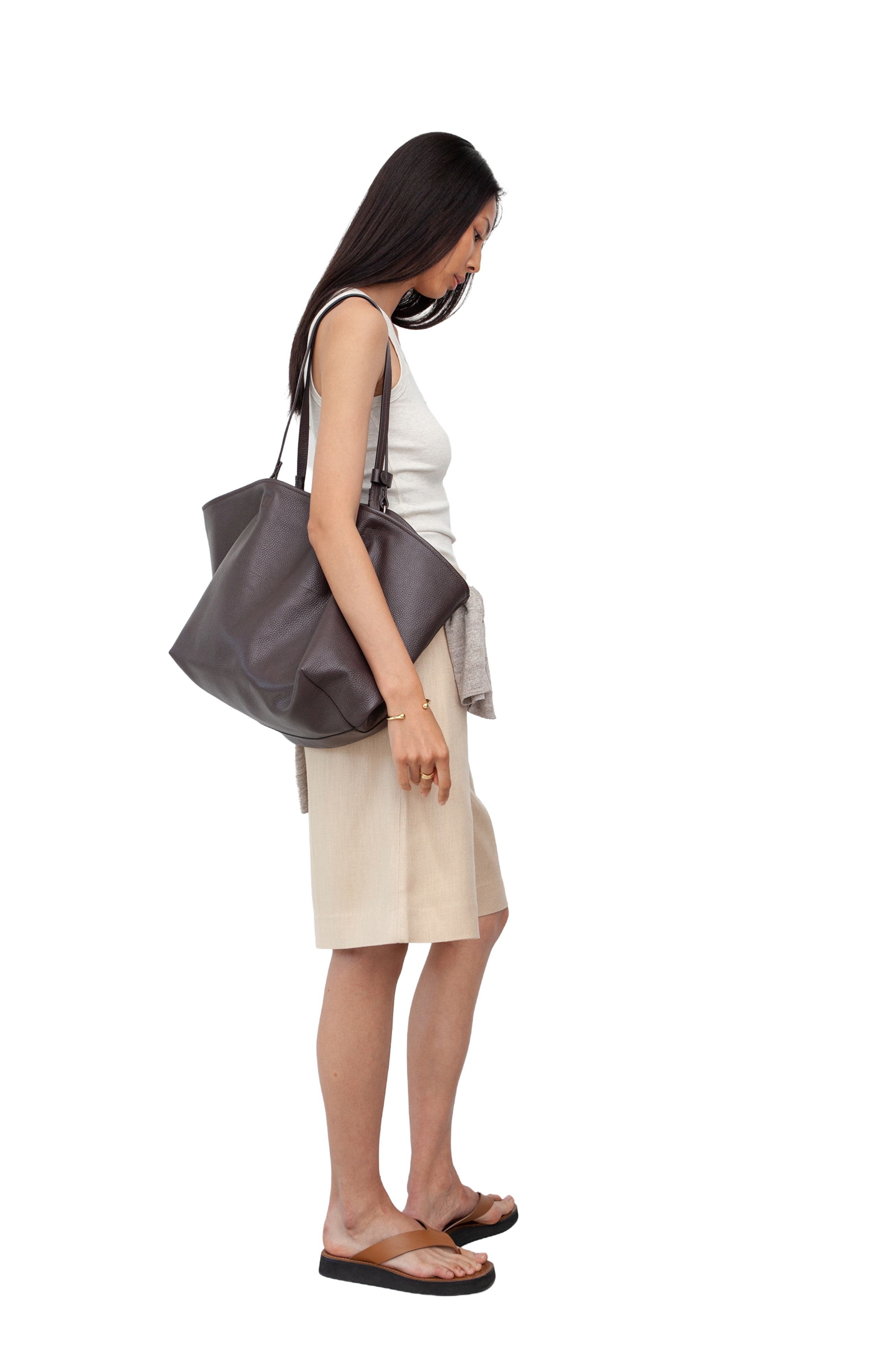 Leather Mercato Soft Tote, Alternate, color, Dark Chocolate