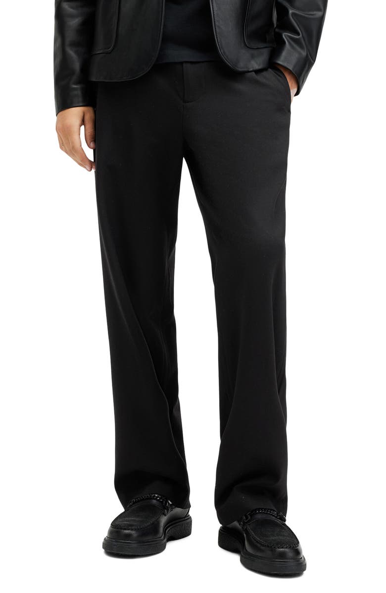 AllSaints Halla Straight Leg Twill Pants, Main, color, Black