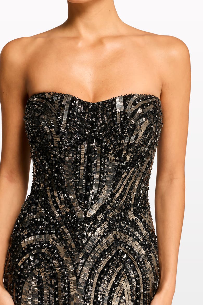 Euphoria Sequin-Embellished Strapless Dress, Alternate, color, Liquorice