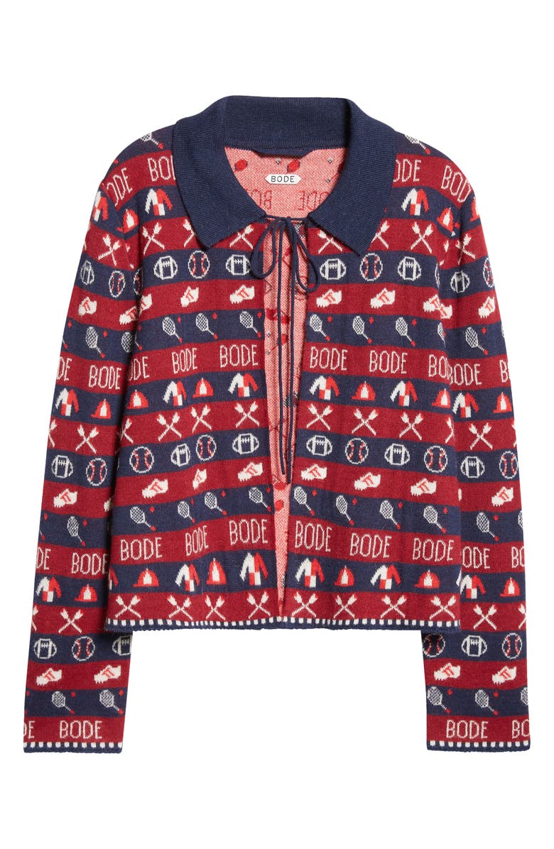 Bode Sporting Jacquard Baby Alpaca Cardigan, Alternate, color, 