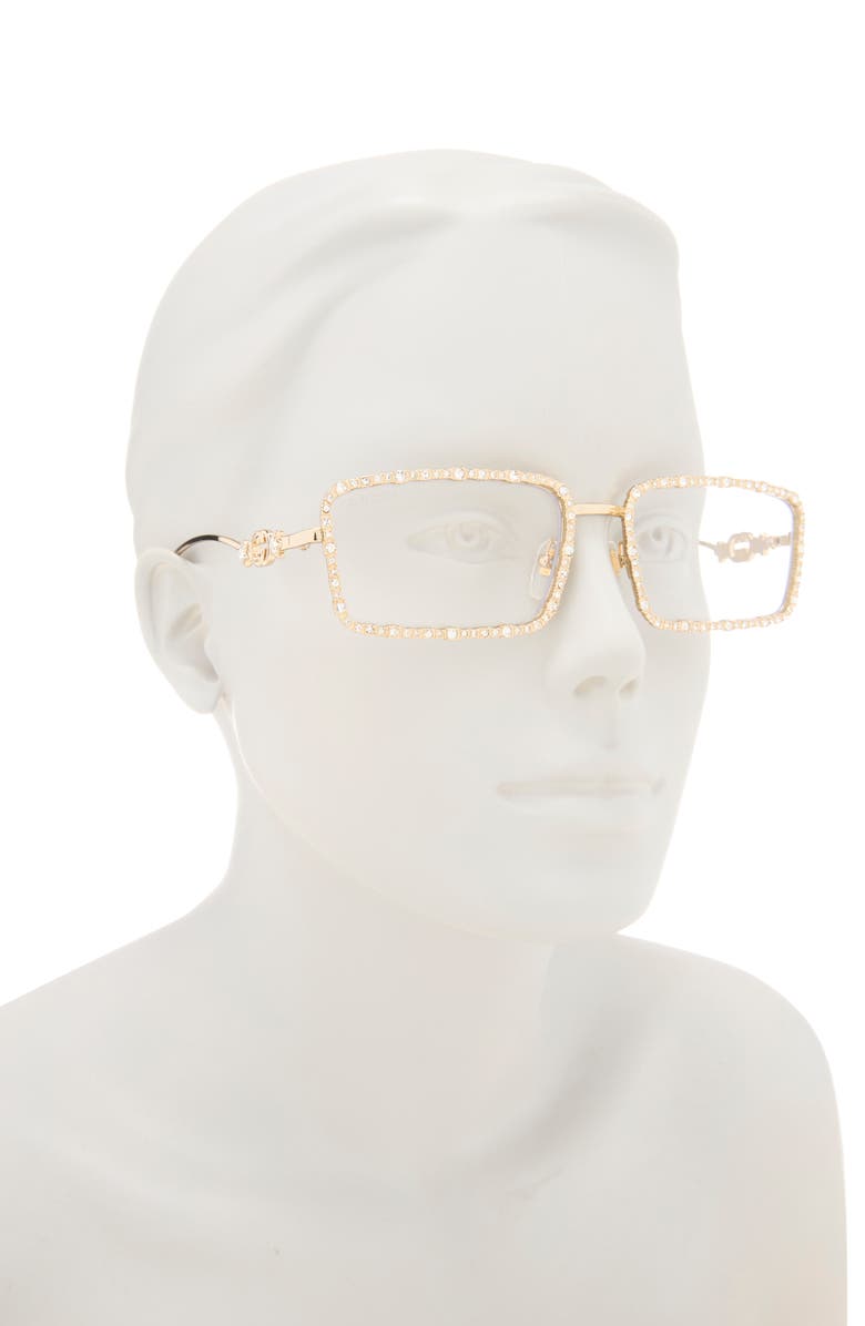 Gucci 58mm Rectangular Sunglasses, Alternate, color, Gold Gold Transparent