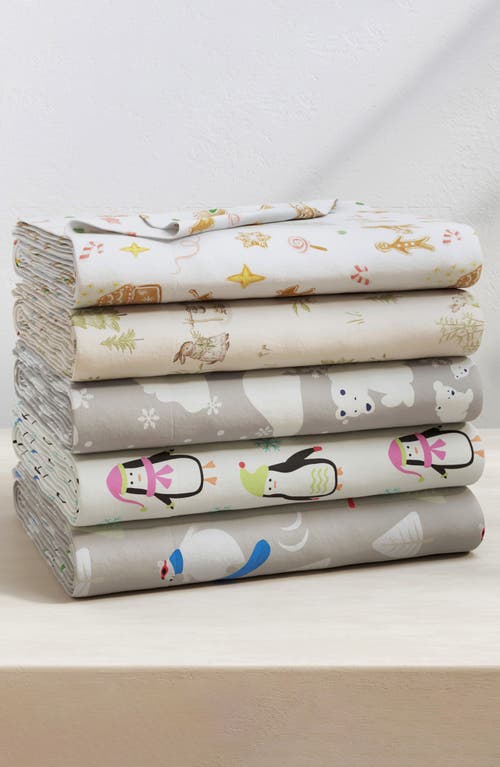 Woven & Weft Christmas Forest 4-piece Flannel Bed Sheet Set In White