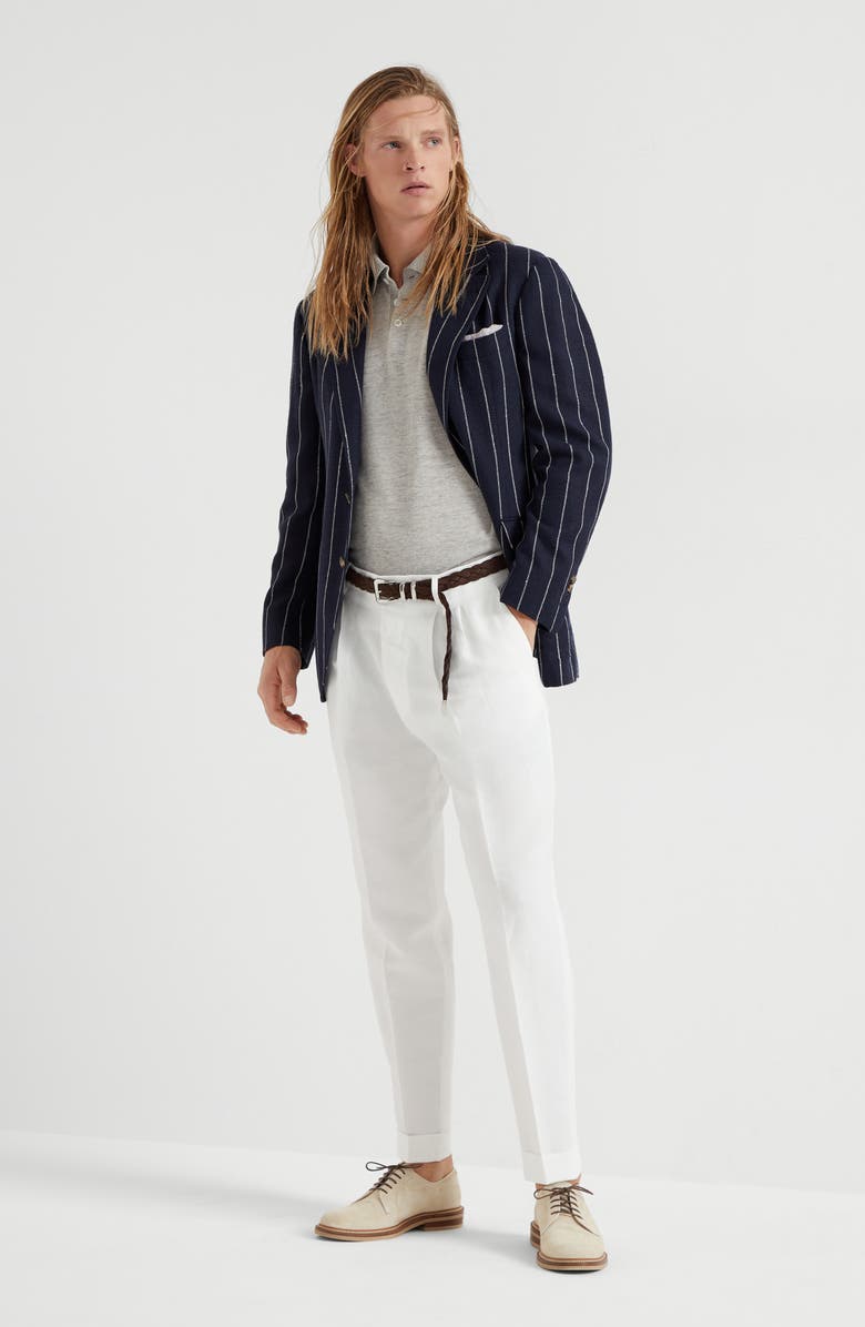 Brunello Cucinelli Polo-style sweater, Alternate, color, Light Grey