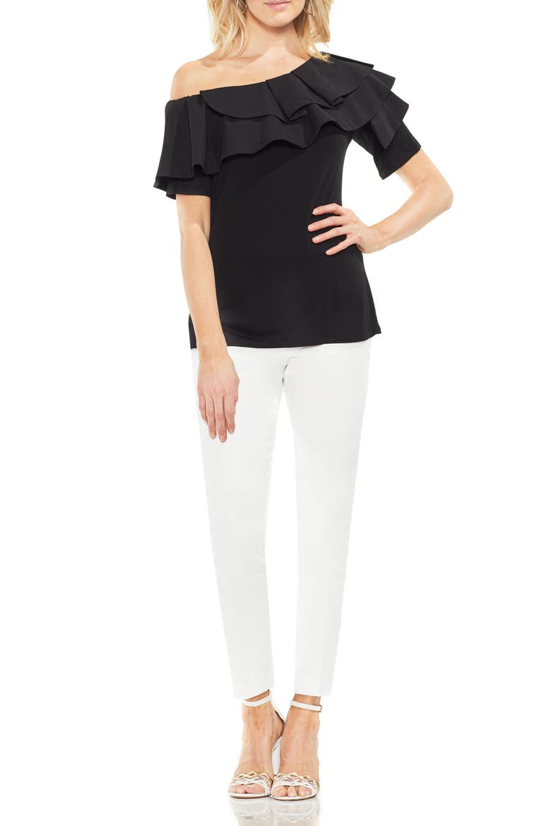One-Shoulder Ruffle Top, Alternate, color, RICH BLACK