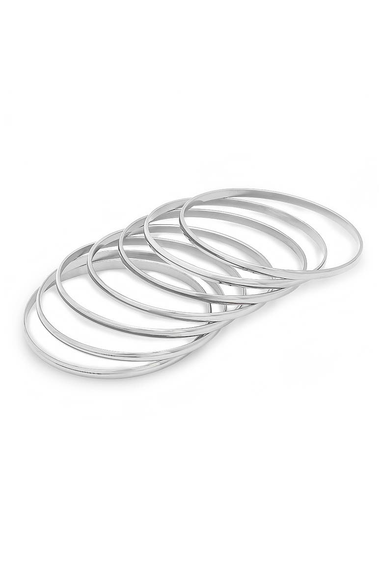 Polished Bangle Bracelet Set, Main, color, METALLIC