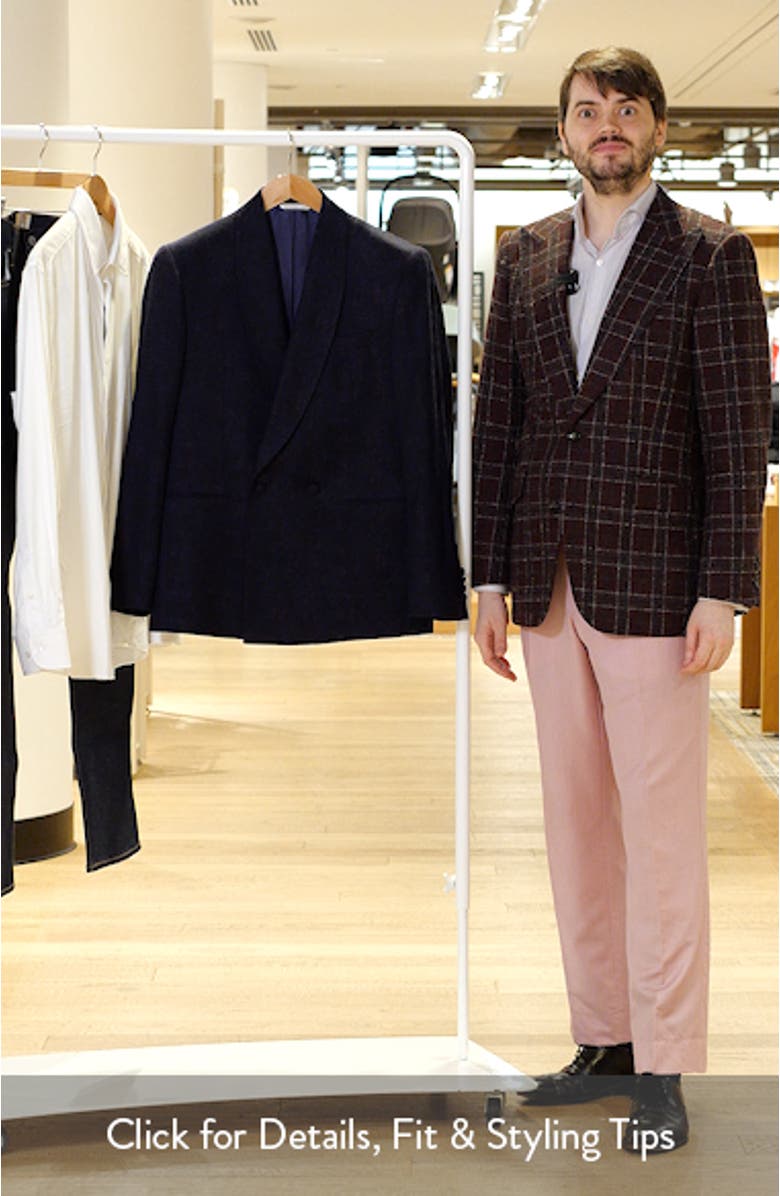 Ellis Purple Wool & Cashmere Shawl Collar Double Breasted Dinner Jacket, sales video thumbnail