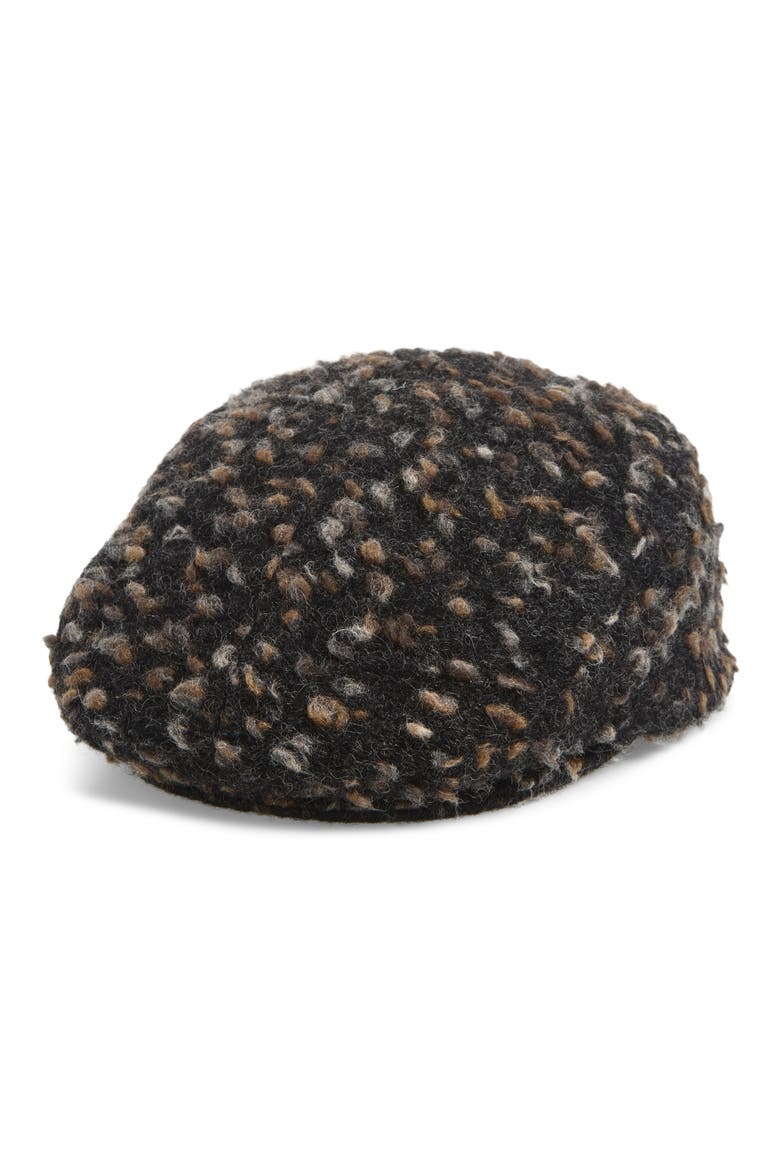 Wool Blend Bouclé Newsboy Cap, Main, color, BROWN