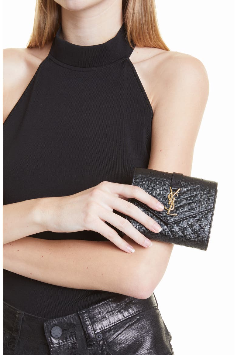Monogram Pebbled Leather Envelope Card Case, Alternate, color, NERO/ NERO/ NERO/ NERO