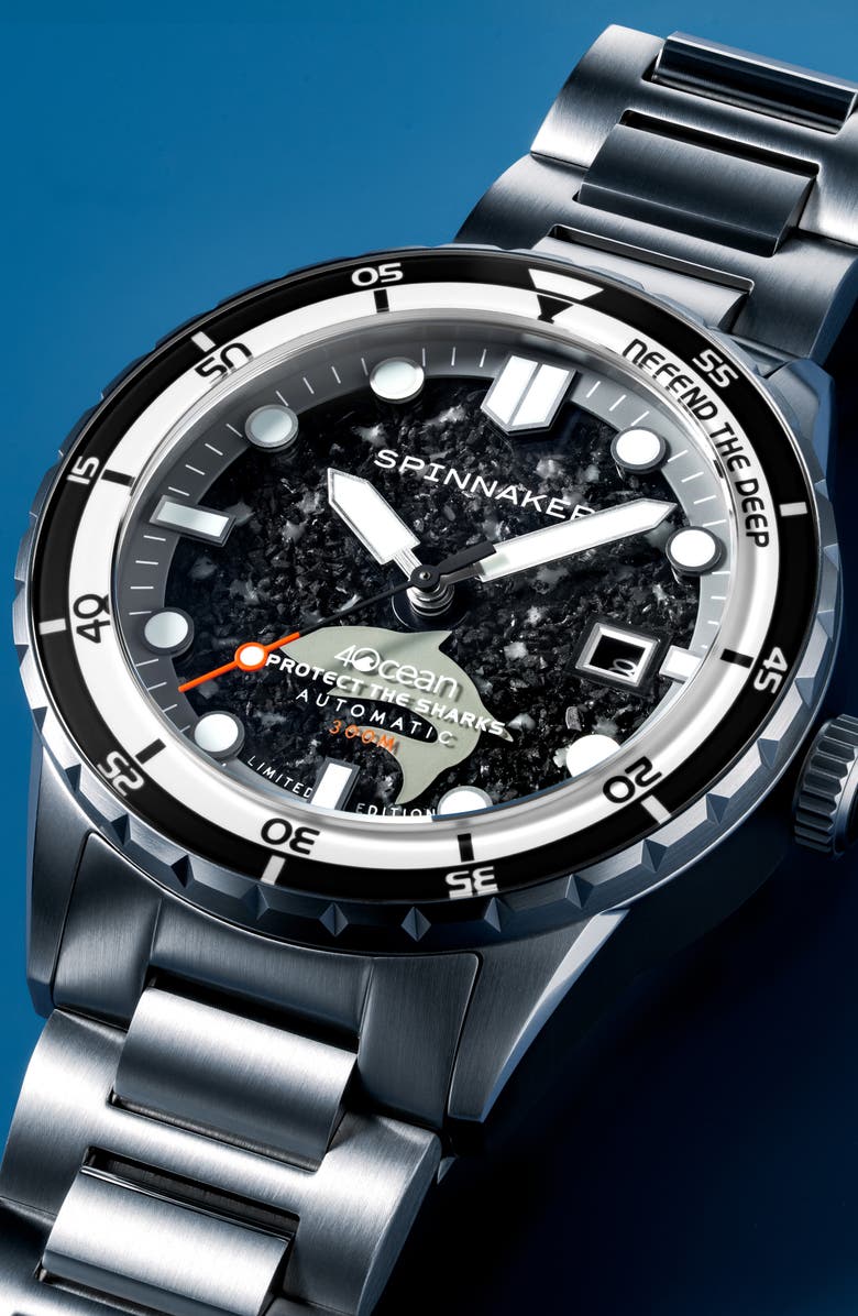 SPINNAKER x 4ocean Hass Sharks Limited Edition Automatic Bracelet Watch, 43mm, Alternate, color, 