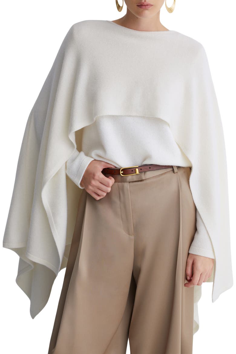 Harly Wool & Cashmere Cape Top, Alternate, color, IVORY