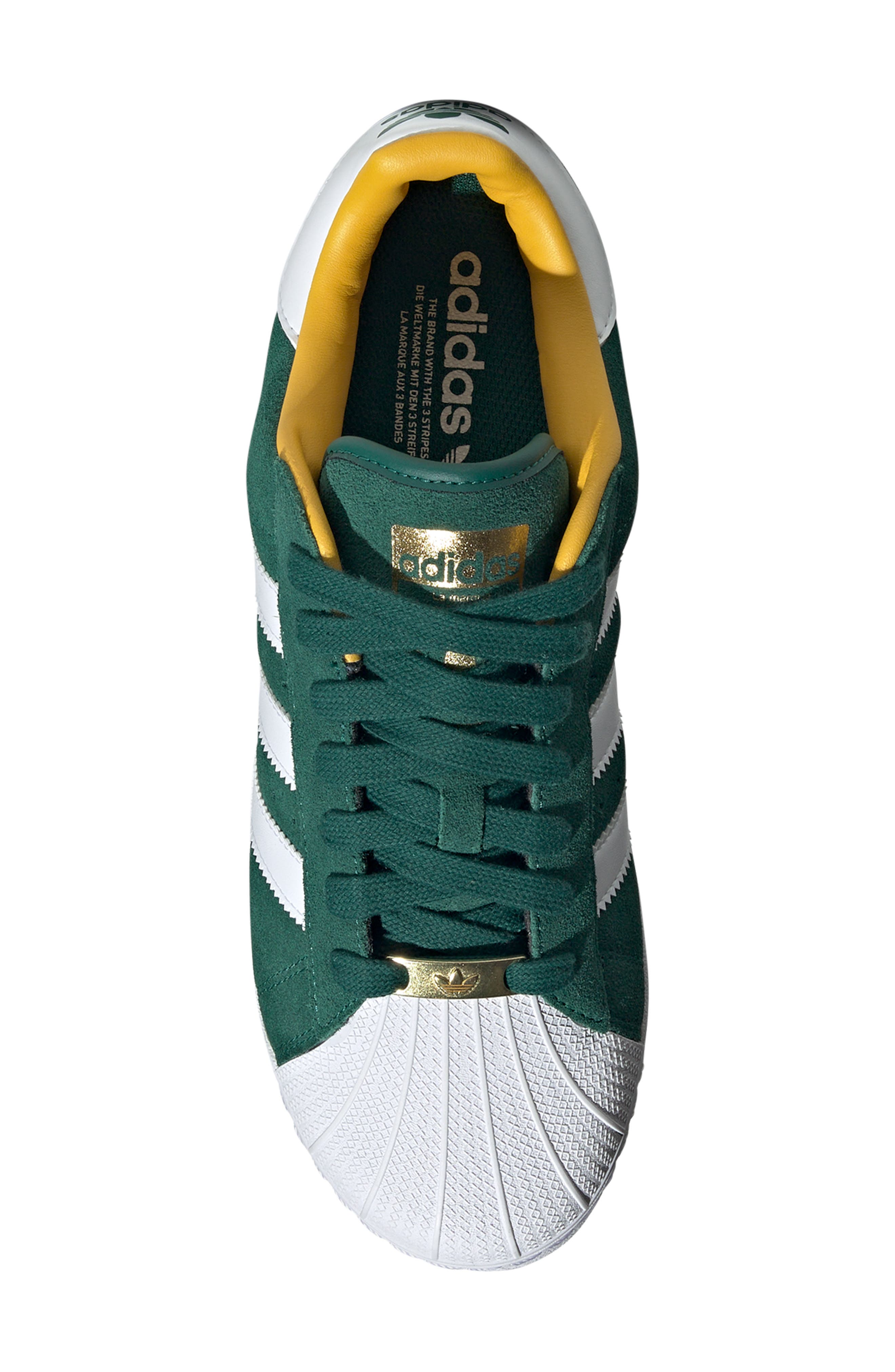 adidas Superstar XLG Sneaker, Alternate, color, Green/ White/ Bold Gold