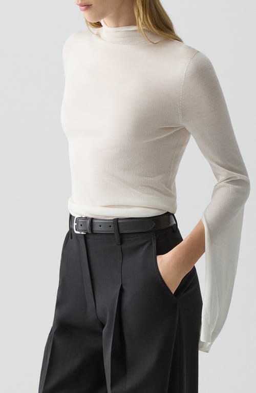 Theory Split Sleeve Roll Neck Wool Blend Sweater In White