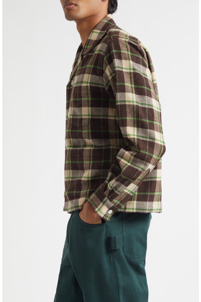Woodcrest Plaid Wool Flannel Overshirt, Alternate, color, BROWN GREEN