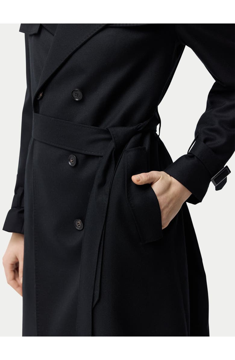 GOBI Mongolian Cashmere Double Breasted Cashmere Trench Coat, Alternate, color, Black