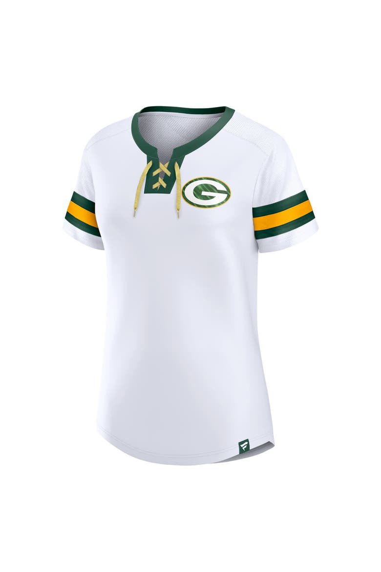 Women's Fanatics Branded White Green Bay Packers Sunday Best Lace-Up T-Shirt, Alternate, color, White