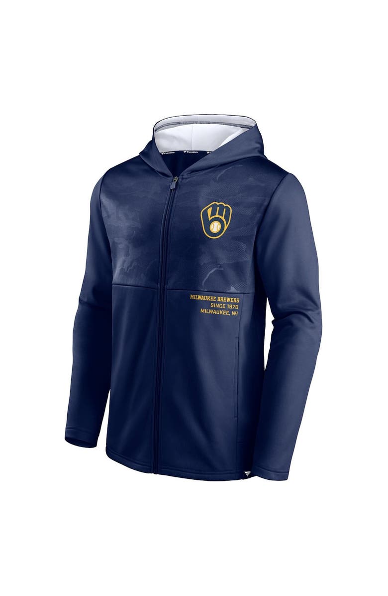 FANATICS Men's Fanatics Branded Navy Milwaukee Brewers Primary Logo Full-Zip Hoodie, Alternate, color,