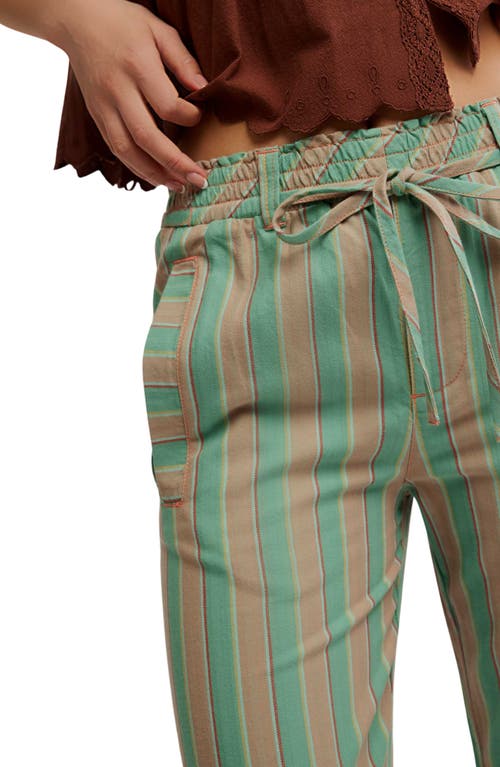 Free People Marielle Stripe Cotton Drawstring Pants In Green