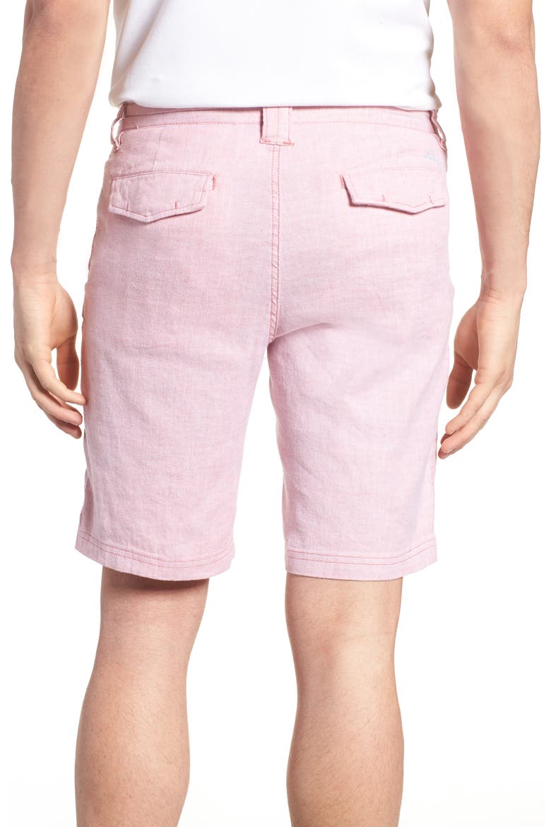 Beach Linen Blend Shorts, Alternate, color, RED SUNSET