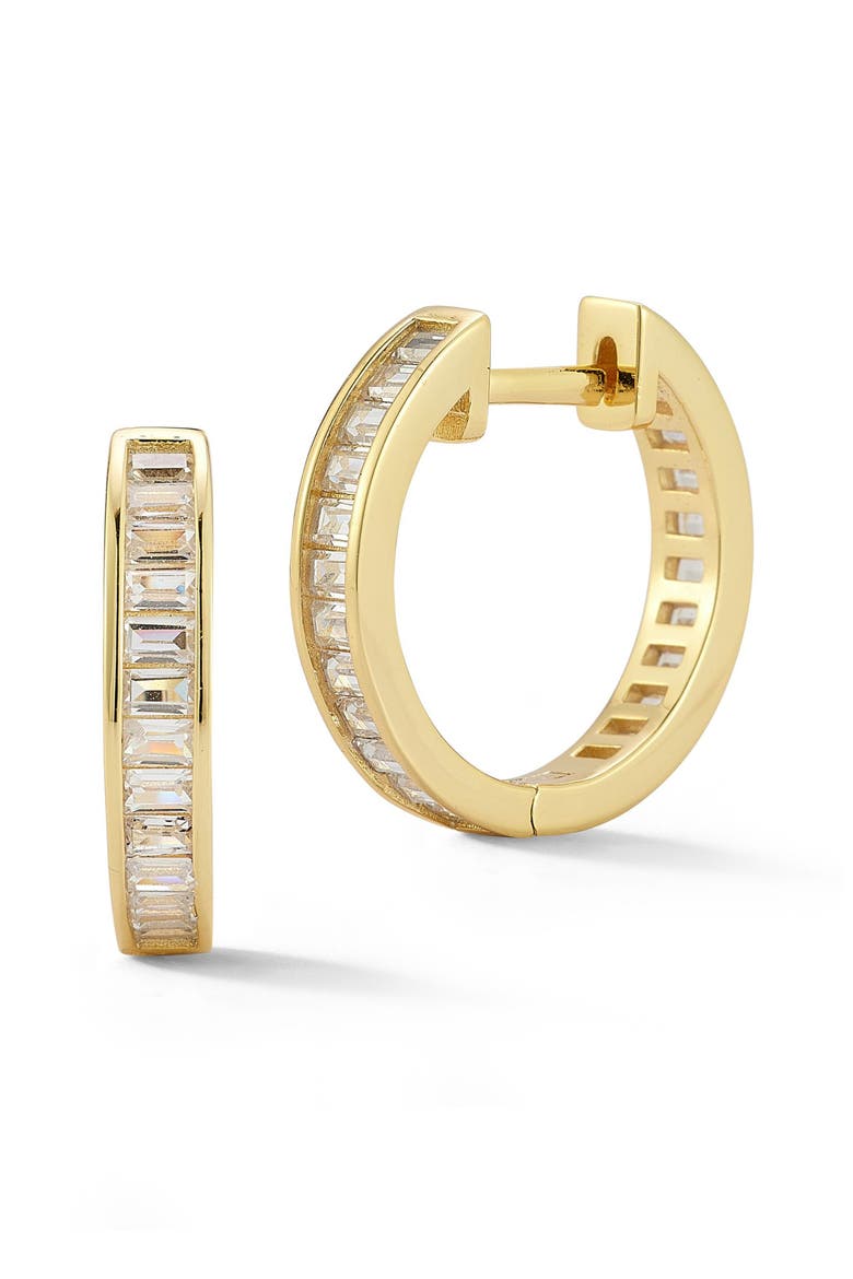 Cubic Zirconia Huggie Hoop Earrings, Main, color, GOLD