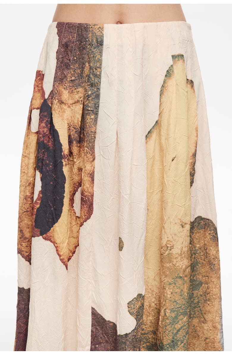 Bimba y Lola Pleated A-Line Midi Skirt, Alternate, color, Abstract Light Yellow