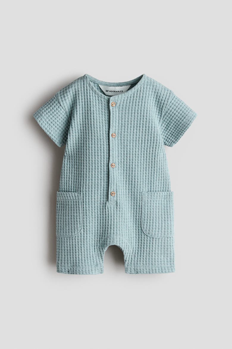 Cotton Romper Suit, Alternate, color, Turquoise