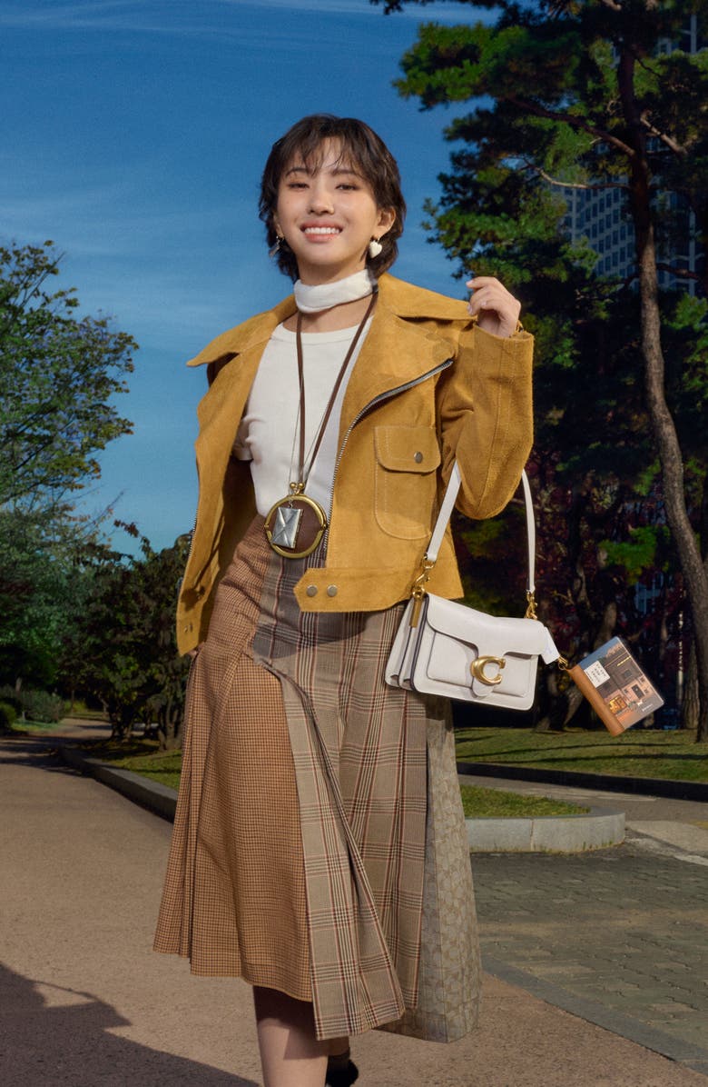 COACH Runway Envelope Long Necklace, Alternate, color, Antique Silver