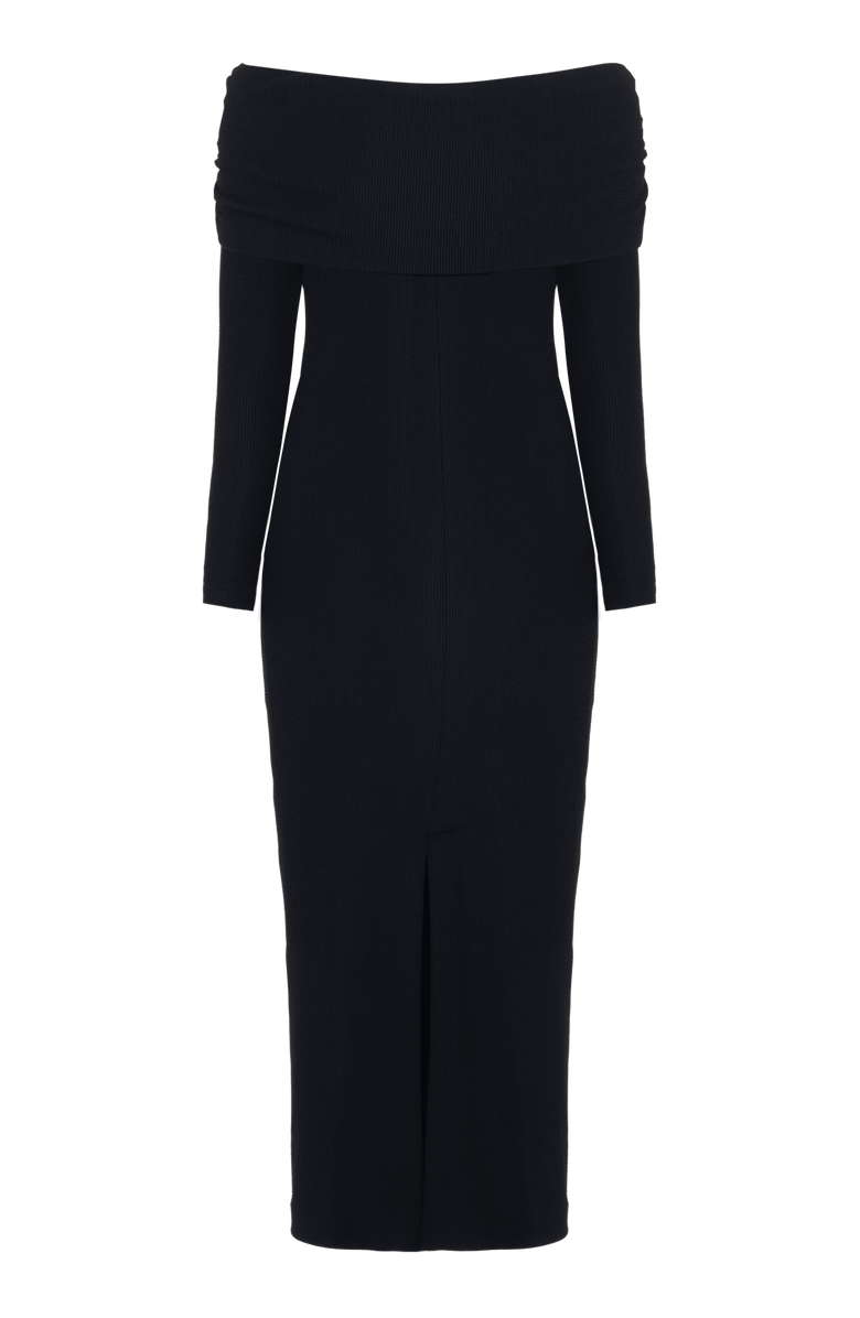 PatBO Grace Knit Draped Midi Dress, Alternate, color, Black