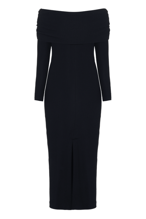 Patbo Grace Knit Draped Midi Dress In Black