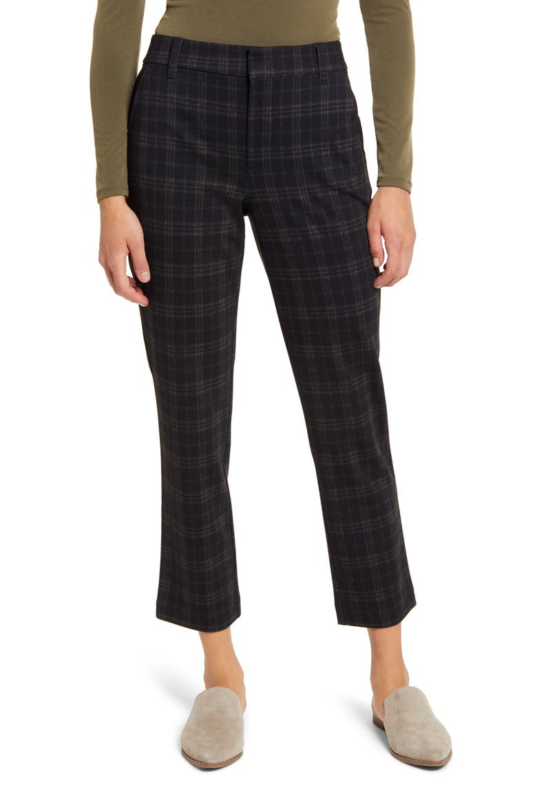 'Ab'Solution Plaid Ankle Trousers (Nordstrom Exclusive), Main, color, BLACK TAN