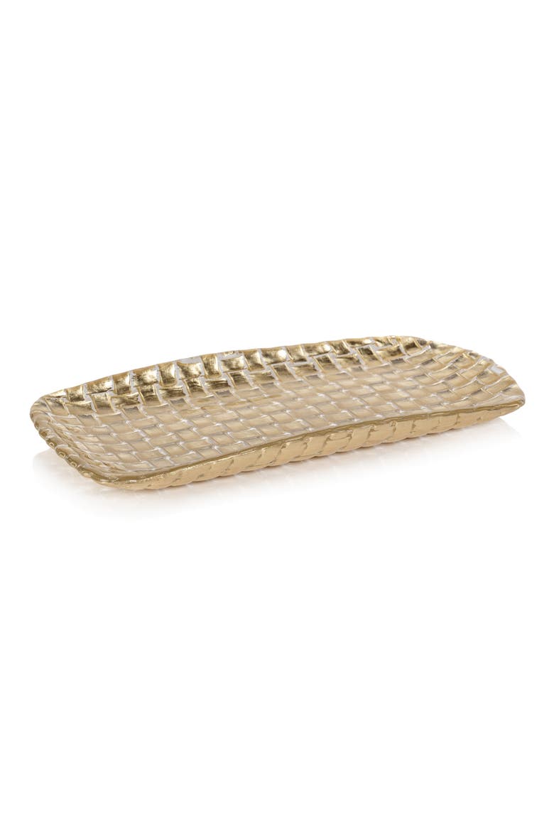 Braided Rectangular Serving Tray, Main, color, GOLD
