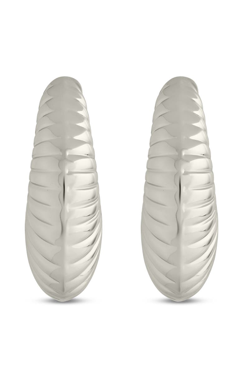 Sterling Forever Flora Ribbed Huggie Hoop Earrings, Alternate, color,