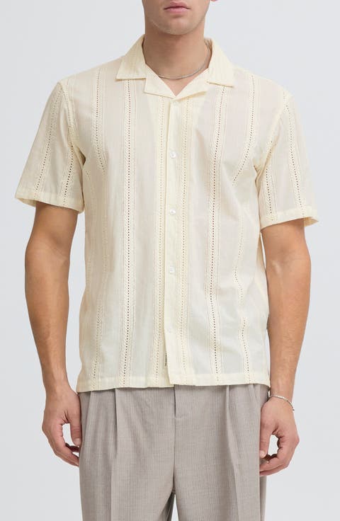 Gradey Embroidered Eyelet Camp Shirt