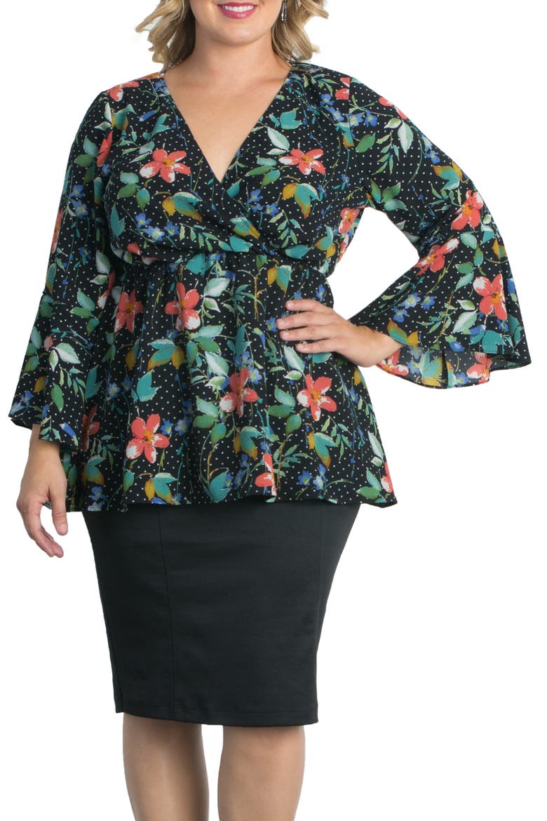 Ava Bell Sleeve Top, Main, color, POPPY POLKA DOTS