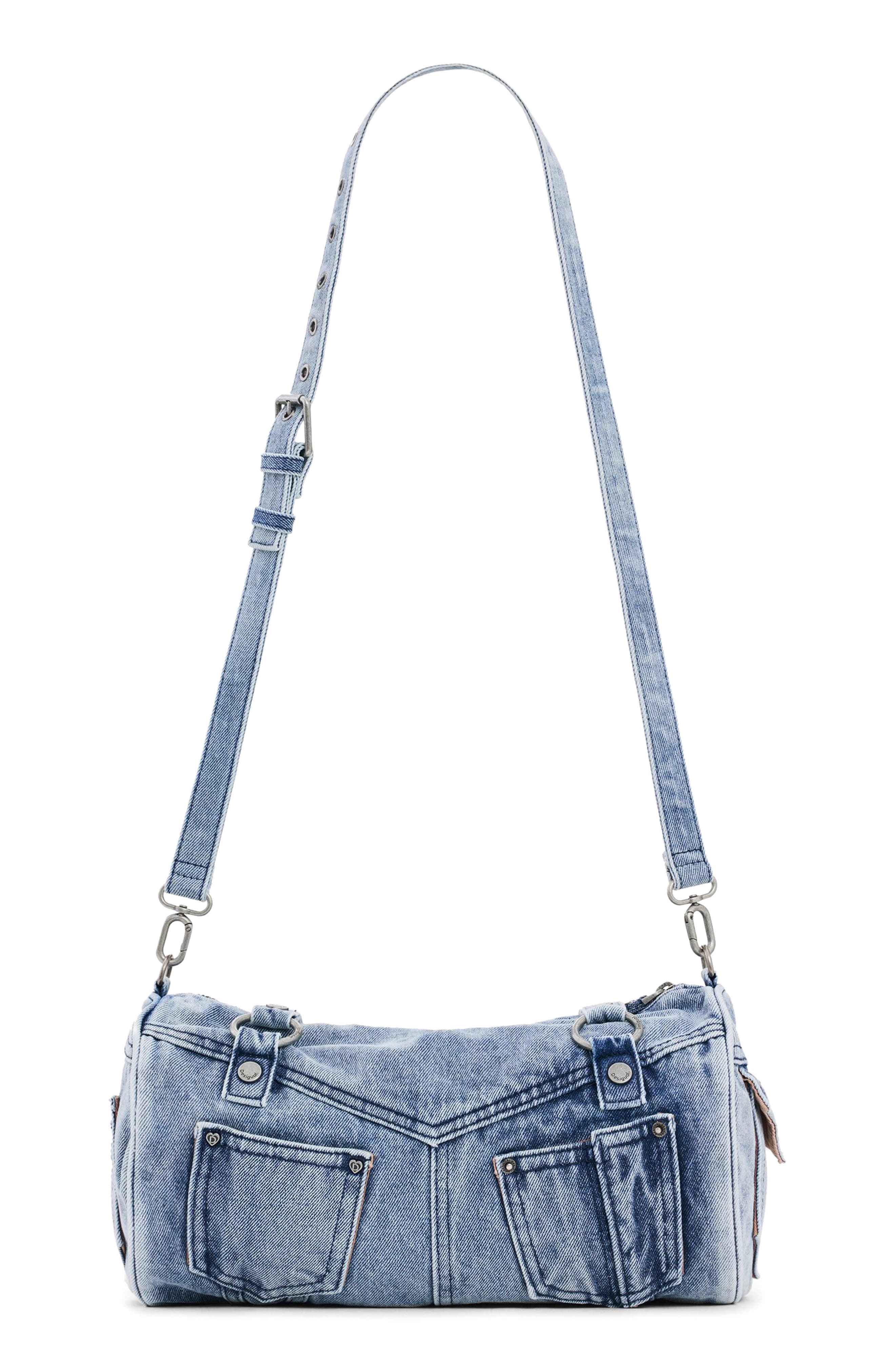 Desigual Denim Pockets East/West Bag, Main, color, Light Blue