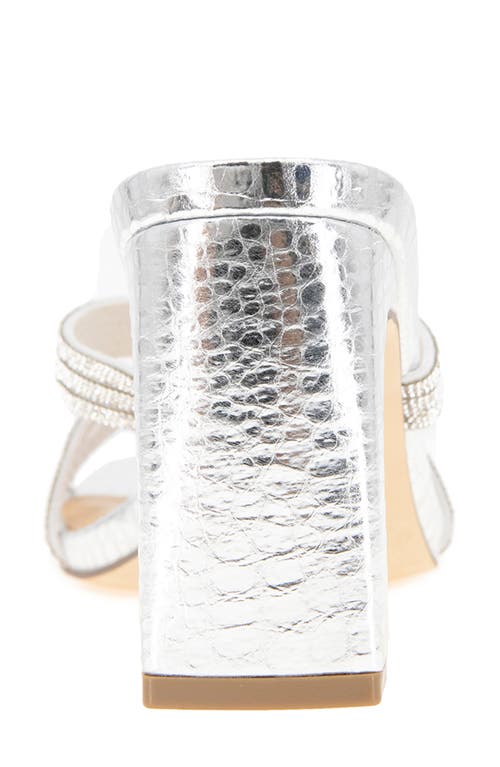 Xoxo Fanny Rhinestone Strap Slide Sandal In Silver Snake