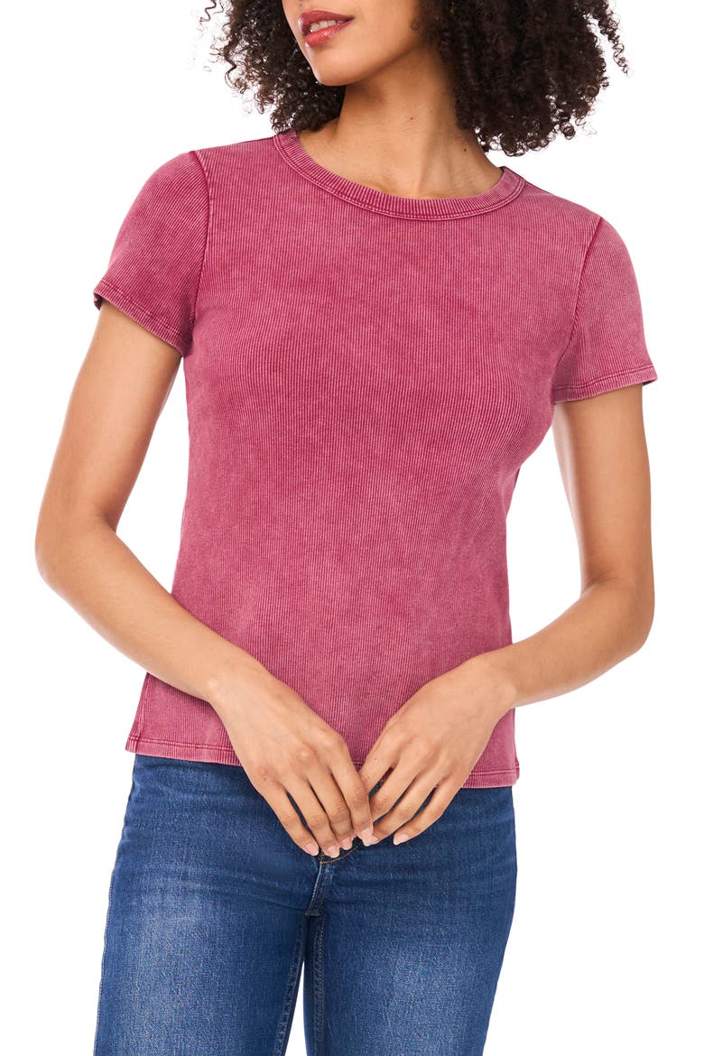 Ribbed Washed T-Shirt, Main, color, RHODODENDRON