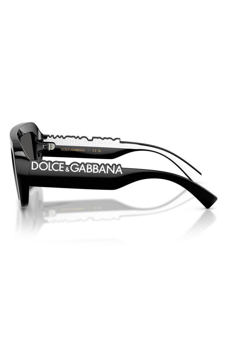 Dolce&Gabbana Kids' 118mm Rectangular Shield Sunglasses, Alternate, color, Black / Dark Grey