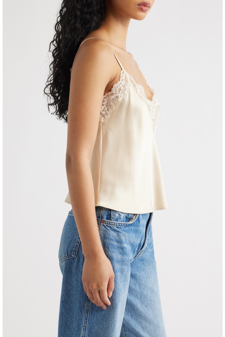 Teddy Lace Trim Silk Crop Camisole, Alternate, color, ALMOND LACE