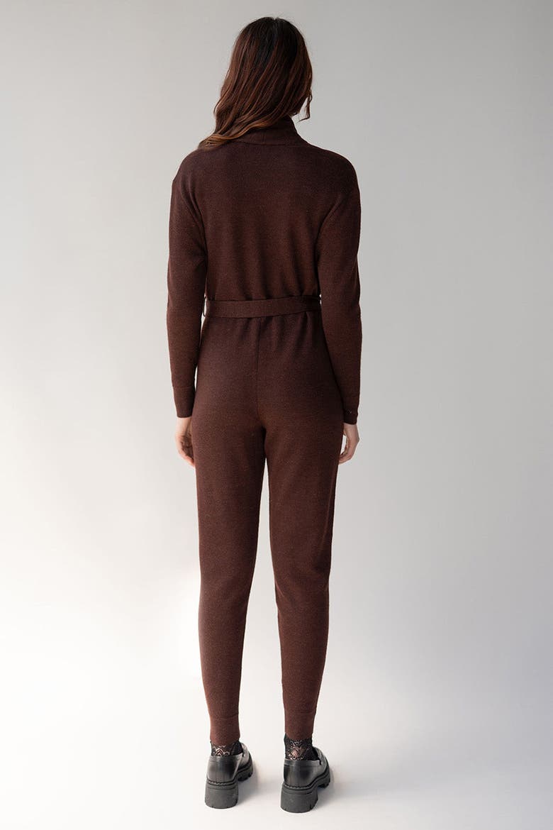 Wrap Neck Jumpsuit, Alternate, color, MAHOGANY