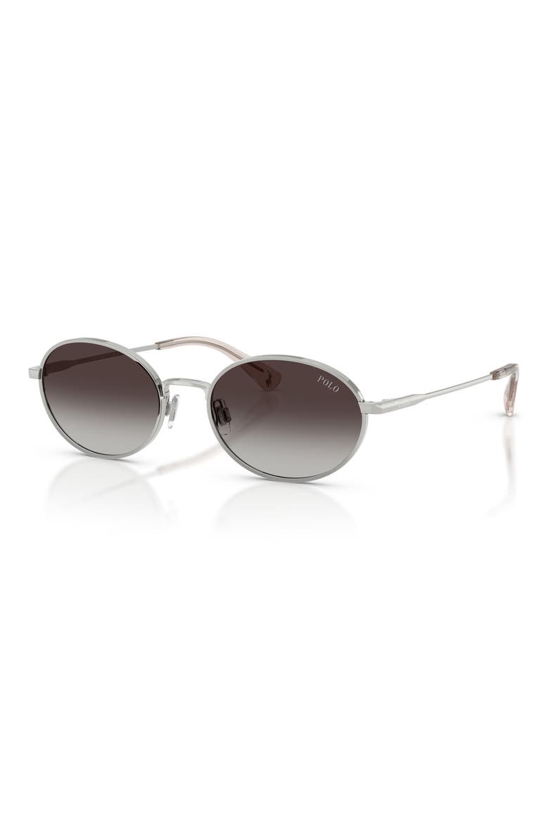 53mm Oval Sunglasses, Alternate, color, SHINY SILVER / GREY