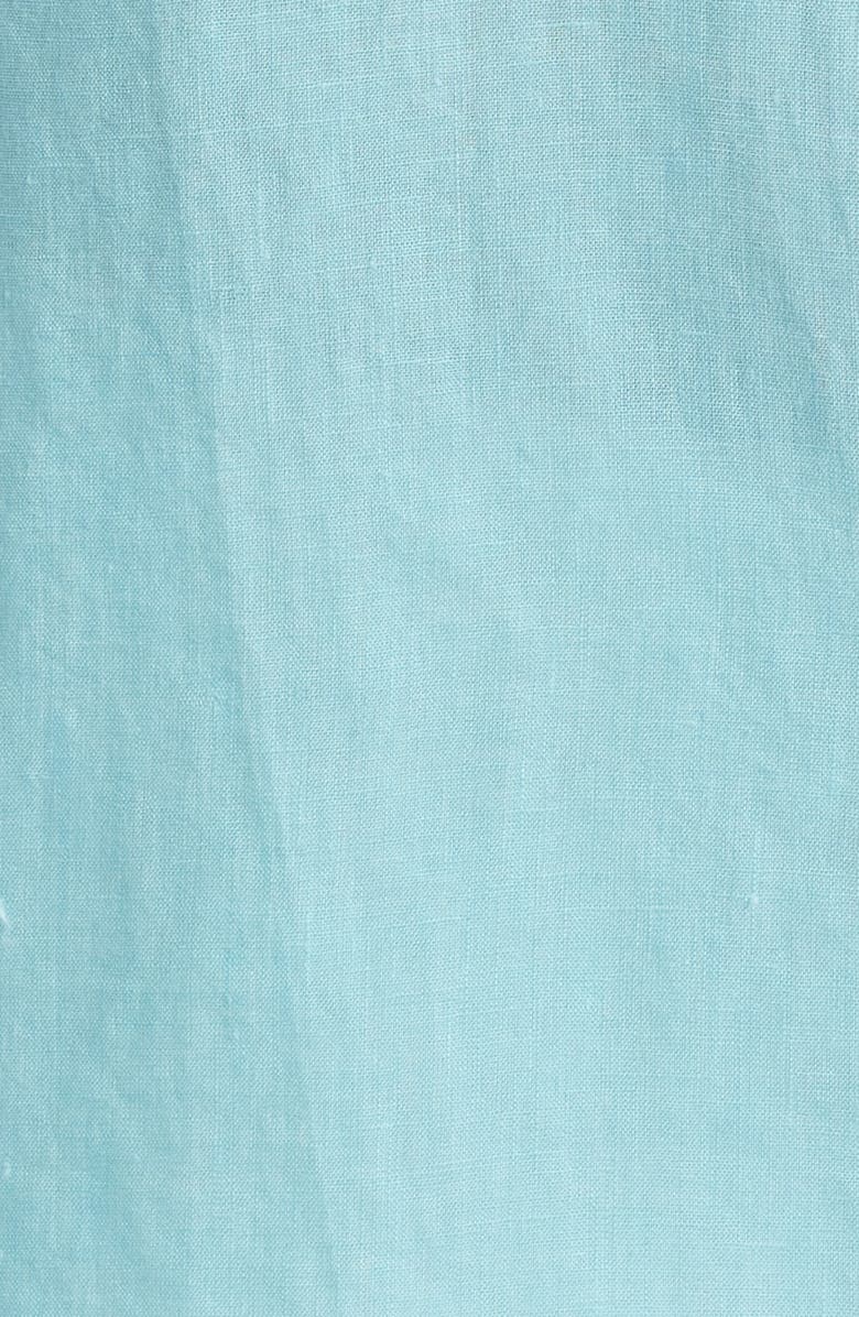 Bugatchi Axel Shaped Fit Linen Button-Up Shirt, Alternate, color, Turquoise