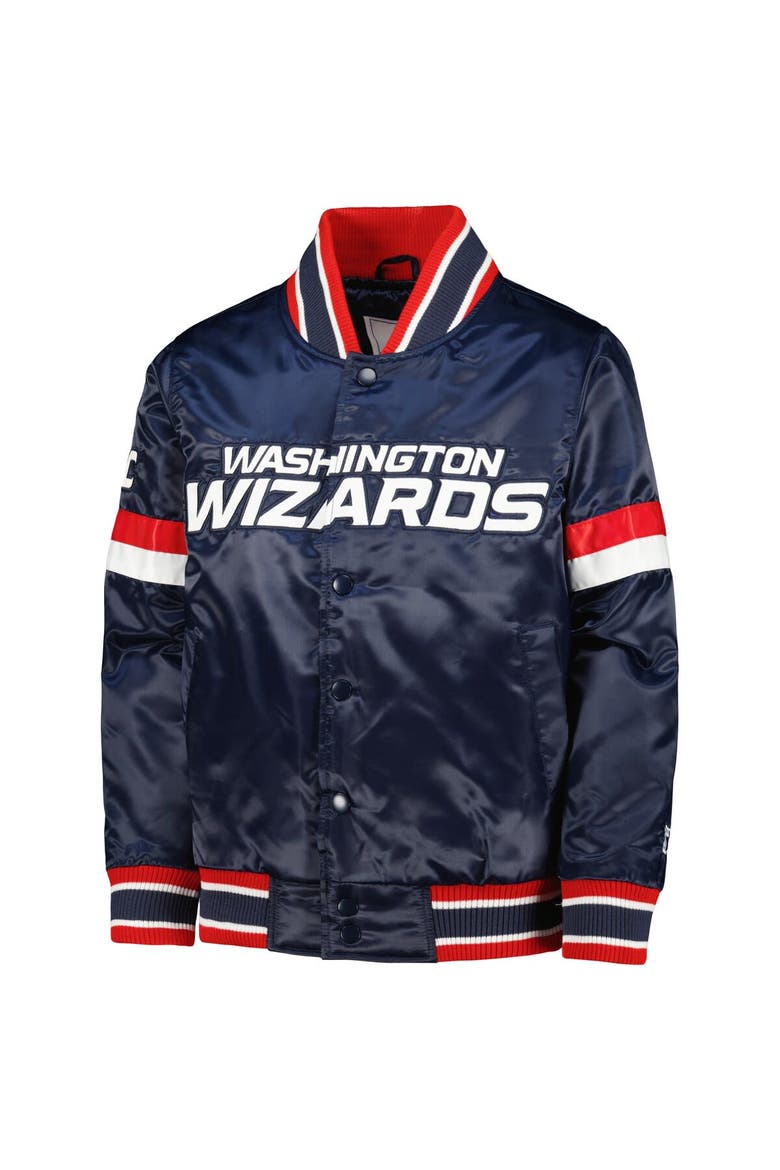 Youth Starter Navy Washington Wizards Home Game Varsity Satin Full-Snap Jacket, Alternate, color, Navy