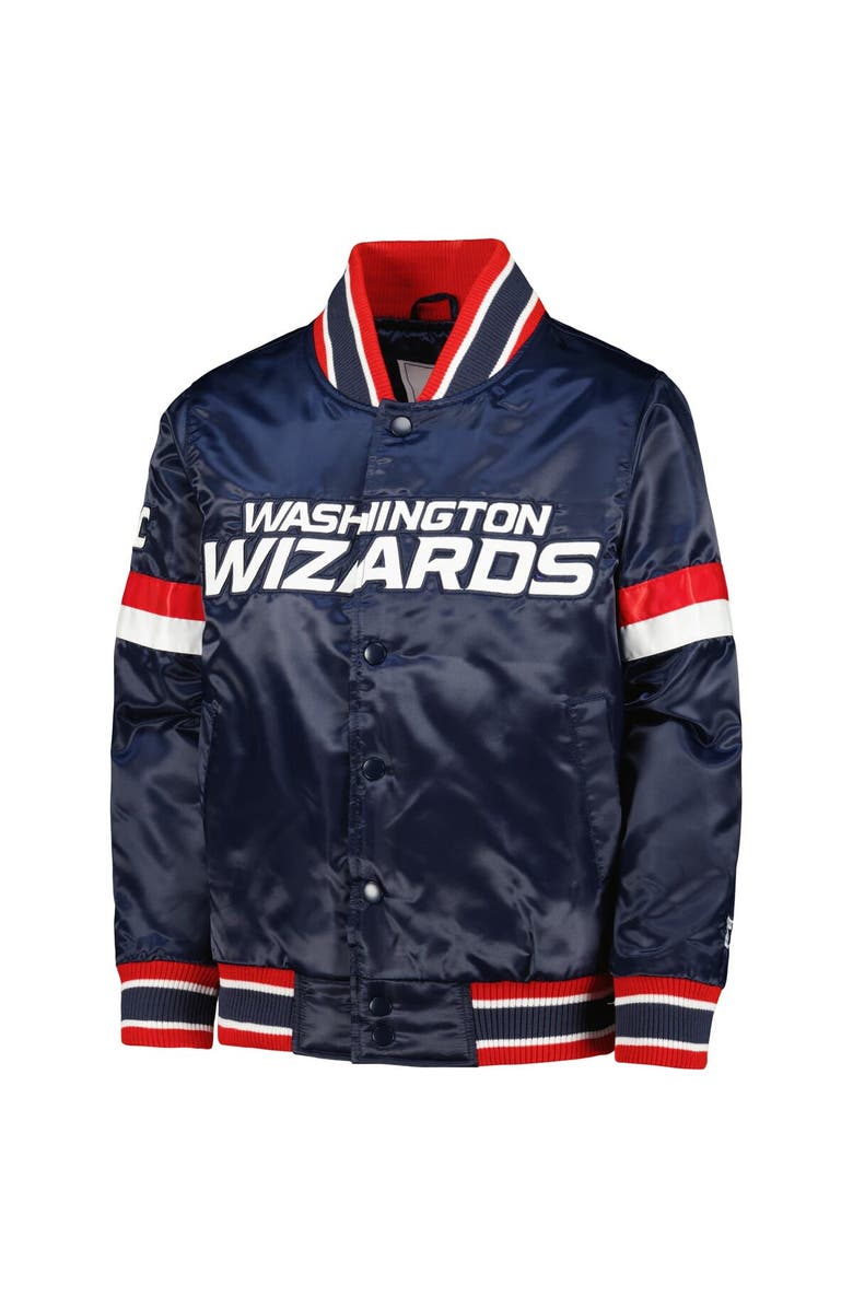STARTER Youth Starter Navy Washington Wizards Home Game Varsity Satin Full-Snap Jacket, Alternate, color, Navy