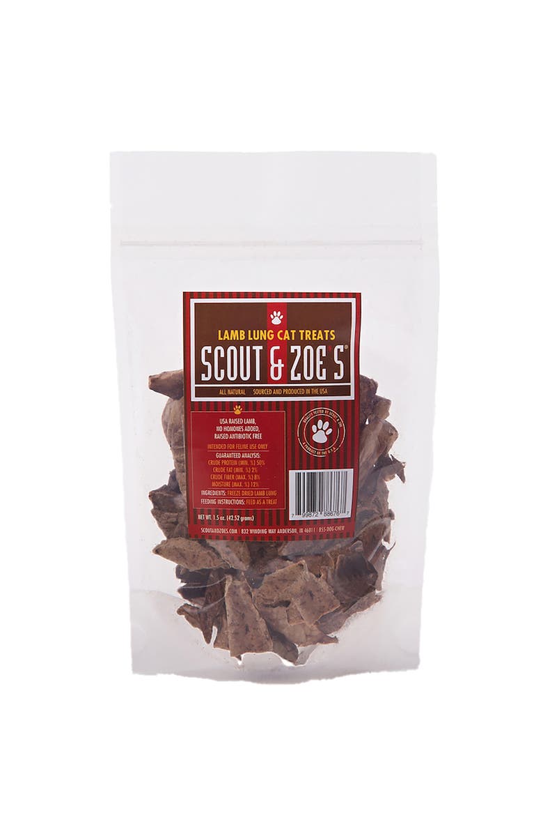 Scout & Zoe's Lamb Lung, 1.5oz Cat Treats, Single Ingredient, Crunchy Reward, Main, color, Multicolored