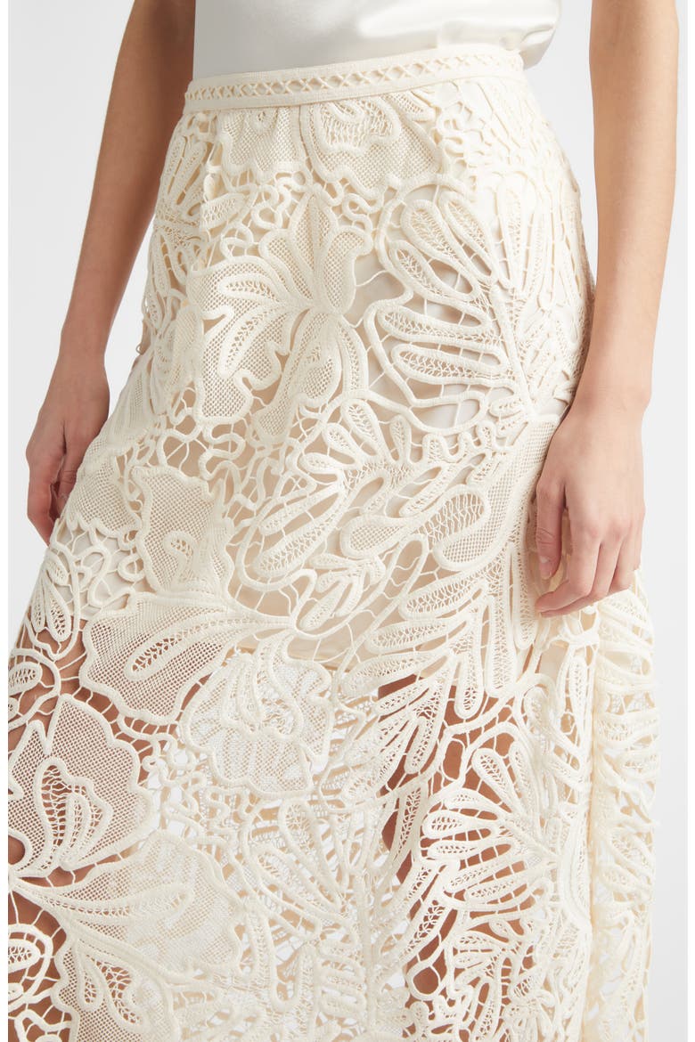Gallina Corded Lace Midi Skirt, Alternate, color, CHALK