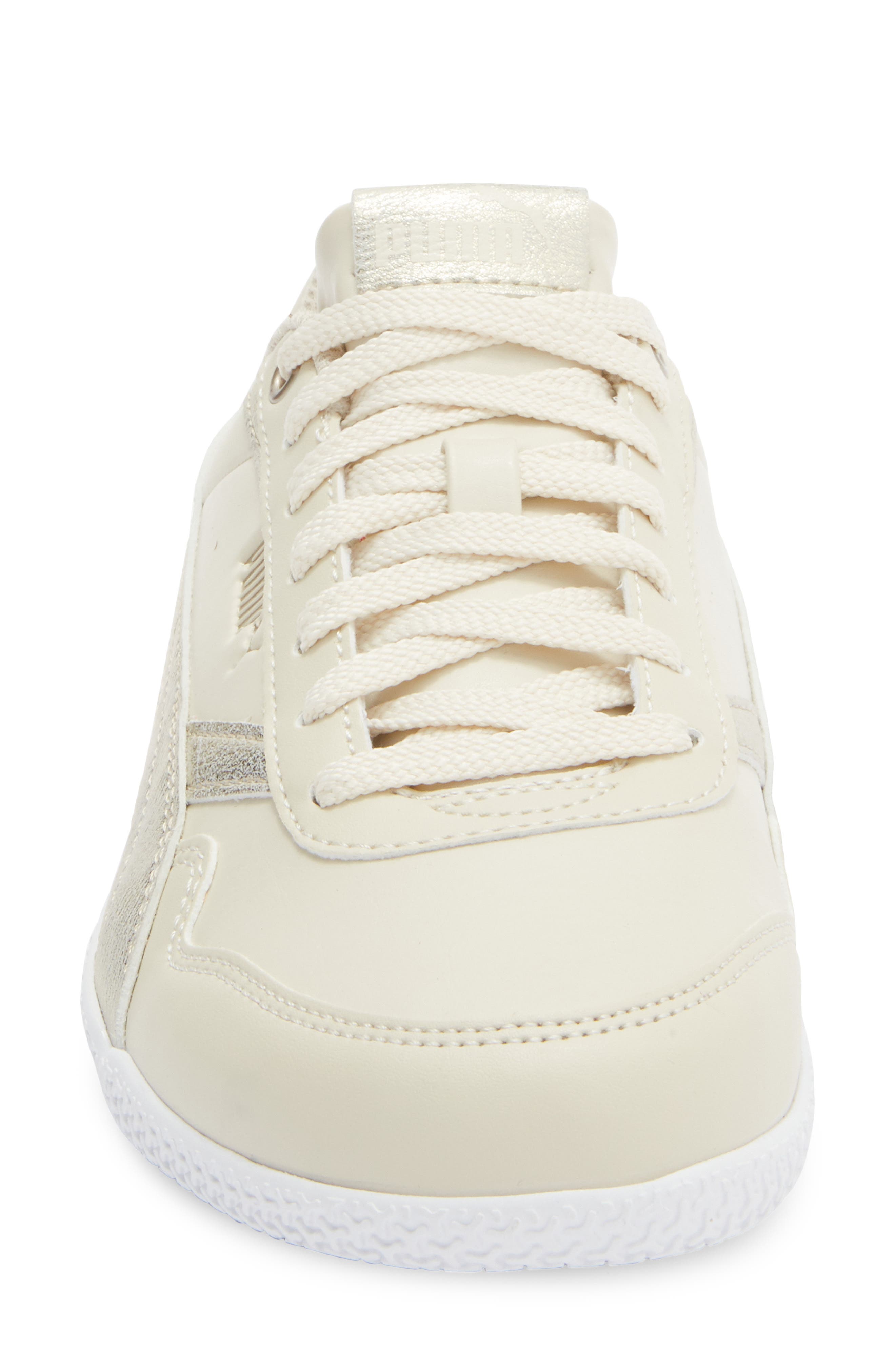 PUMA Bella Donna Metallic Whisper Sneaker, Alternate, color, Alpine Snow/ Puma Gold